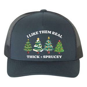 I Like Them Thick And Sprucey Funny Christmas Colorful Tree Gift Yupoong Adult 5-Panel Trucker Hat