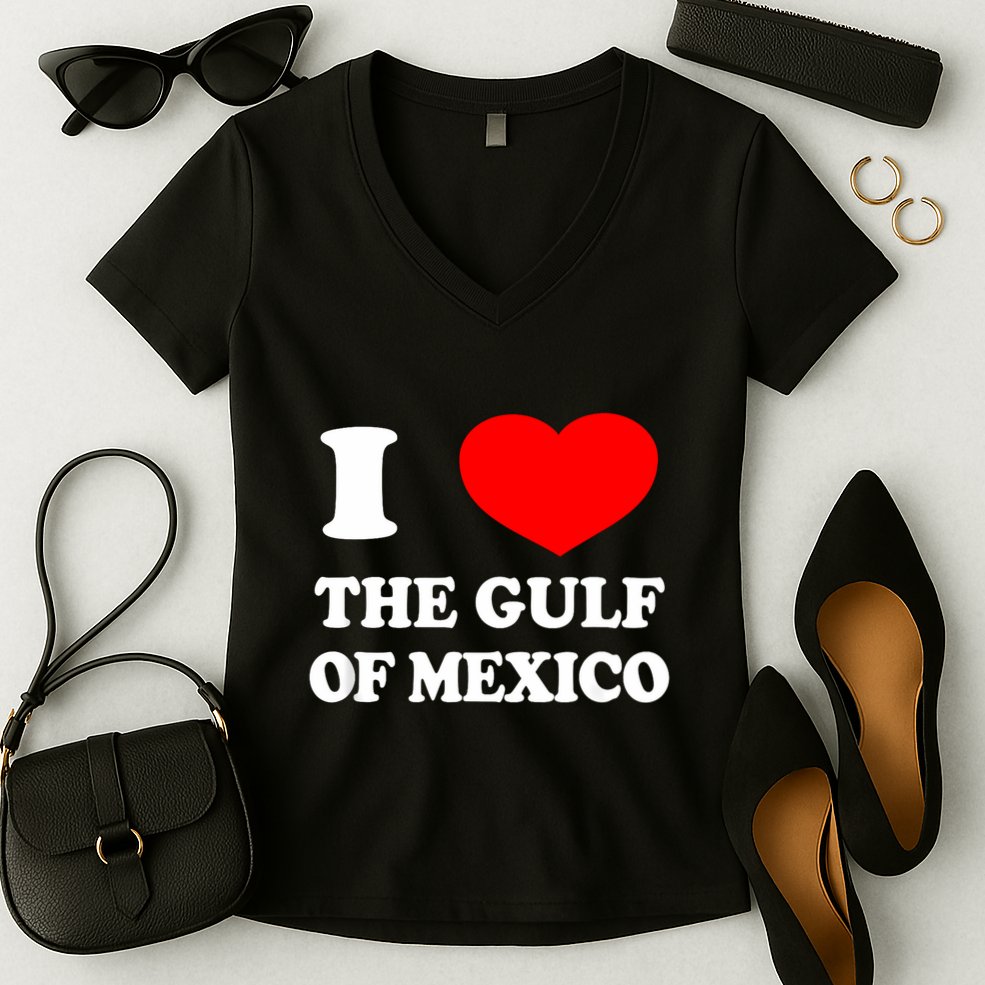 I Love The Gulf Of Mexico Usa Funny 2025 Dank Meme Cringe Women's V-Neck T-Shirt
