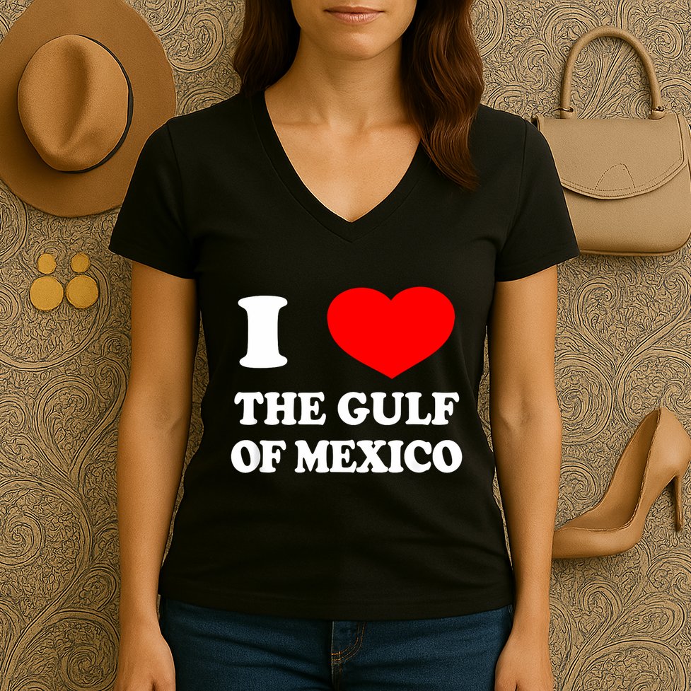 I Love The Gulf Of Mexico Usa Funny 2025 Dank Meme Cringe Women's V-Neck T-Shirt
