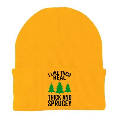 I Like Them Real Thick And Sprucey Funny Christmas Xmas Gift Knit Cap Winter Beanie