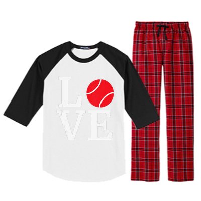 I Love Tennis Gift Valentine's Day For Tennis Lover Raglan Sleeve Pajama Set