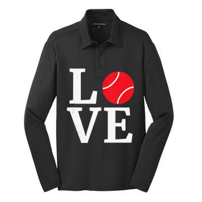 I Love Tennis Gift Valentine's Day For Tennis Lover Silk Touch Performance Long Sleeve Polo