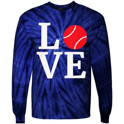 I Love Tennis Gift Valentine's Day For Tennis Lover Tie-Dye Long Sleeve Shirt