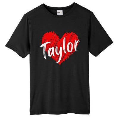 I Love Taylor Personalized Heart Design Tall Fusion ChromaSoft Performance T-Shirt