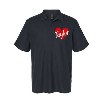 I Love Taylor Personalized Heart Design Softstyle Adult Sport Polo