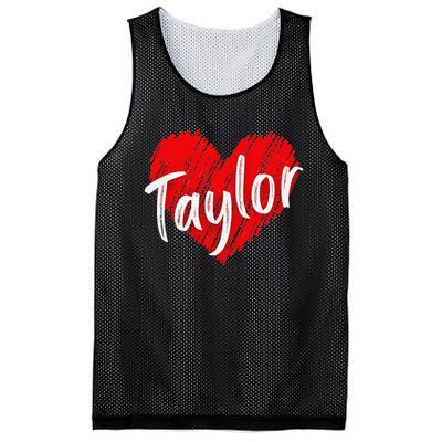 I Love Taylor Personalized Heart Design Mesh Reversible Basketball Jersey Tank