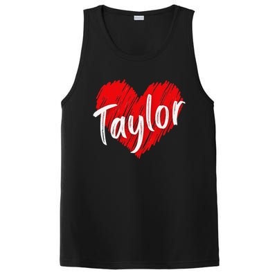 I Love Taylor Personalized Heart Design PosiCharge Competitor Tank