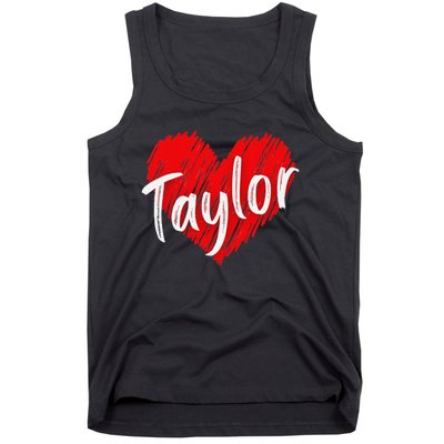 I Love Taylor Personalized Heart Design Tank Top