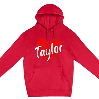 I Love Taylor Personalized Heart Design Premium Pullover Hoodie