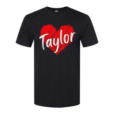 I Love Taylor Personalized Heart Design Softstyle CVC T-Shirt