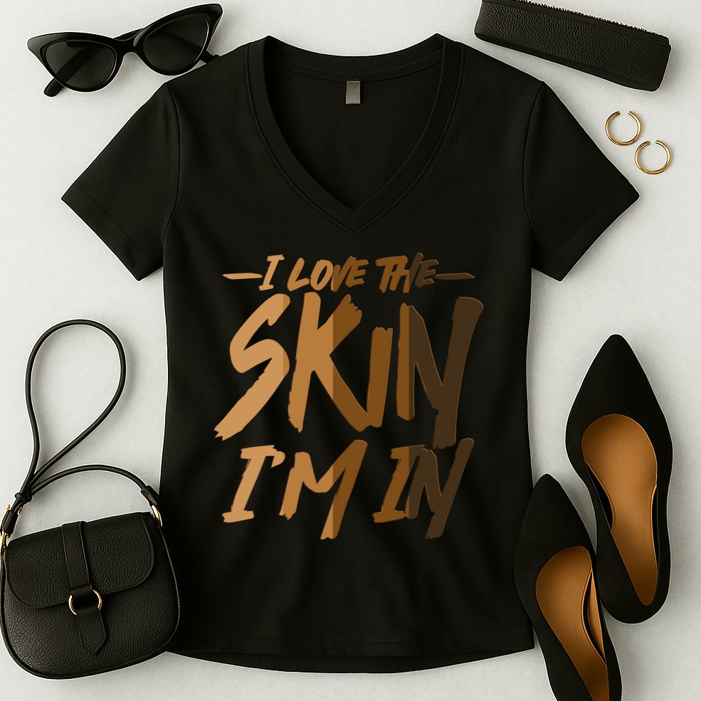 I Love The Skin I'm In Melanin Skin Tones Women's V-Neck T-Shirt
