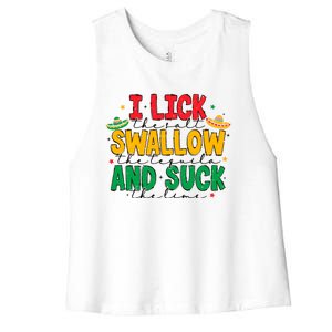 I Lick The Salt Swallow The Tequila Women's Racerback Cropped Tank