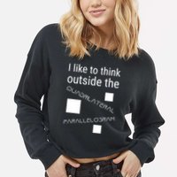 I Like To Think Outside Quadrilateral Parallelogram Gift Cropped Pullover Crew