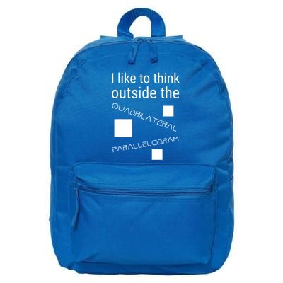 I Like To Think Outside Quadrilateral Parallelogram Gift 16 in Basic Backpack