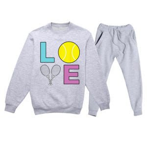 I Love Tennis Tennis Player Premium Crewneck Sweatsuit Set