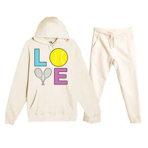 I Love Tennis Tennis Player Premium Hooded Sweatsuit Set