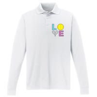 I Love Tennis Tennis Player Performance Long Sleeve Polo