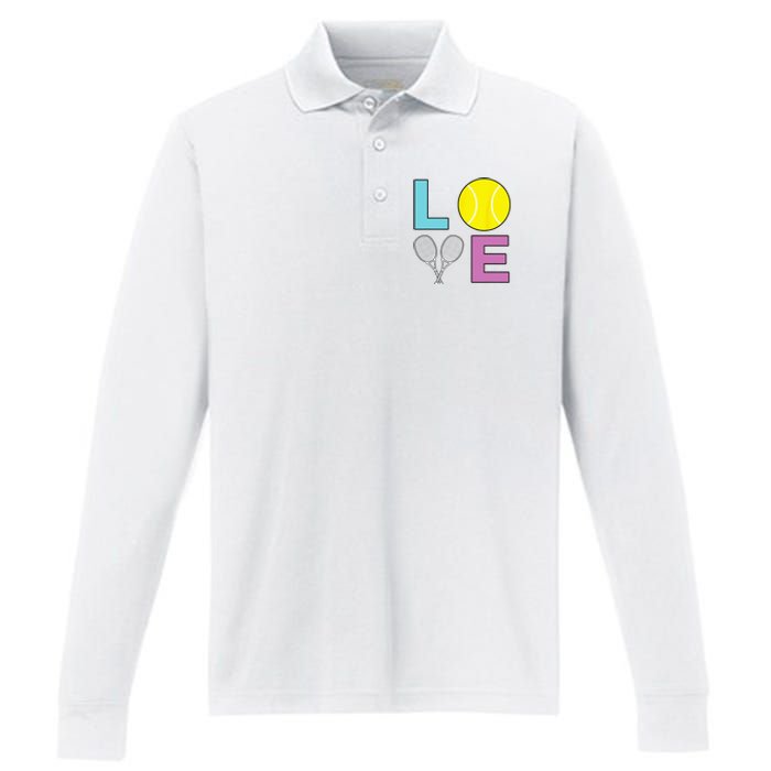 I Love Tennis Tennis Player Performance Long Sleeve Polo