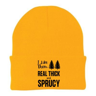 I Like Them Real Thick And Sprucy Funny Christmas Cute Gift Knit Cap Winter Beanie