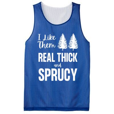 I Like Them Real Thick And Sprucy Funny Christmas Cute Gift Mesh Reversible Basketball Jersey Tank