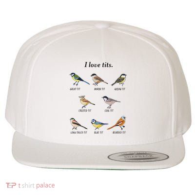 I Love Tits Birdwatching Bird Lover Gift Wool Snapback Cap