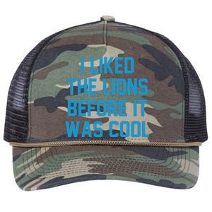 I Liked The Lions Before It Was Cool Funny Football Retro Rope Trucker Hat Cap