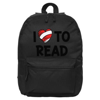 I Love To Read Heart Read Red And White Stripe Animated Cat 16 in Basic Backpack