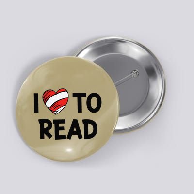 I Love To Read Heart Read Red And White Stripe Animated Cat Button