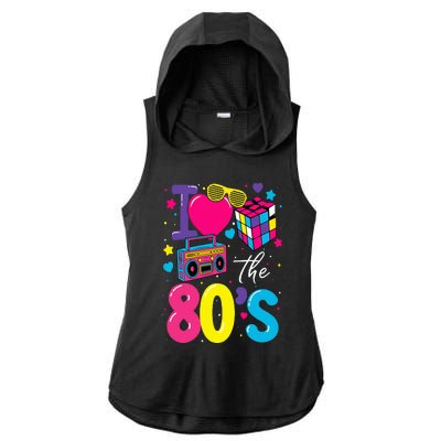 I Love The 80s 80's Party Retro Ladies PosiCharge Tri-Blend Wicking Draft Hoodie Tank