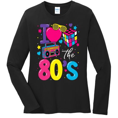 I Love The 80s 80's Party Retro Ladies Long Sleeve Shirt