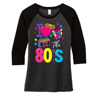 I Love The 80s 80's Party Retro Women's Tri-Blend 3/4-Sleeve Raglan Shirt