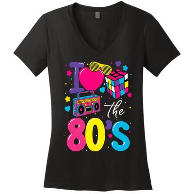 I Love The 80s 80's Party Retro Women's V-Neck T-Shirt