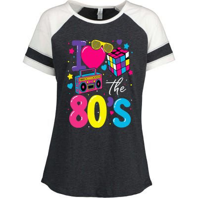 I Love The 80s 80's Party Retro Enza Ladies Jersey Colorblock Tee