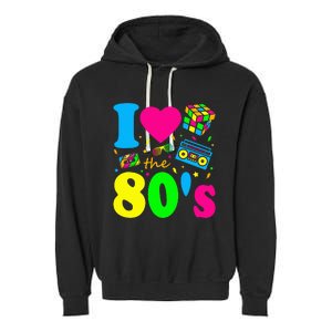 I Love The 80S Eighties Party Dress Retro Garment-Dyed Fleece Hoodie