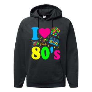 I Love The 80S Eighties Party Dress Retro Performance Fleece Hoodie