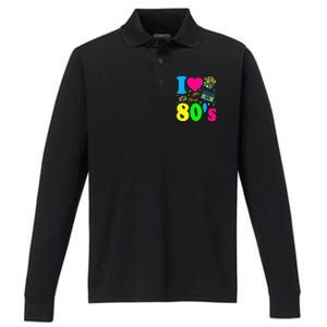 I Love The 80S Eighties Party Dress Retro Performance Long Sleeve Polo