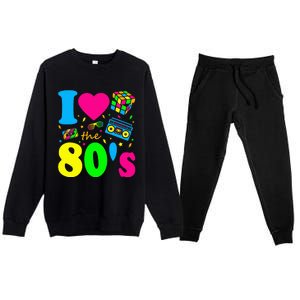 I Love The 80S Eighties Party Dress Retro Premium Crewneck Sweatsuit Set