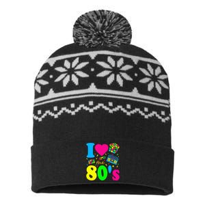 I Love The 80S Eighties Party Dress Retro USA-Made Snowflake Beanie