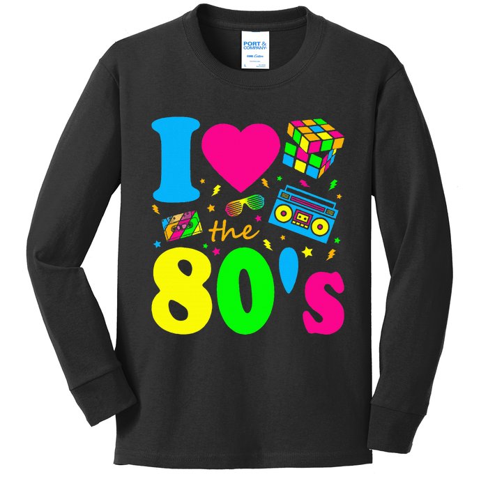 I Love The 80S Eighties Party Dress Retro Kids Long Sleeve Shirt