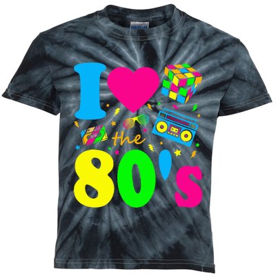 I Love The 80S Eighties Party Dress Retro Kids Tie-Dye T-Shirt