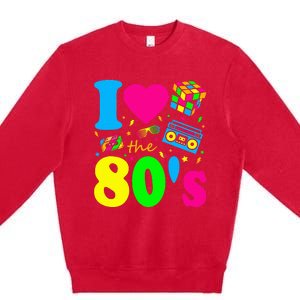 I Love The 80S Eighties Party Dress Retro Premium Crewneck Sweatshirt