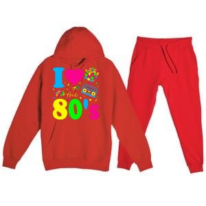 I Love The 80S Eighties Party Dress Retro Premium Hooded Sweatsuit Set