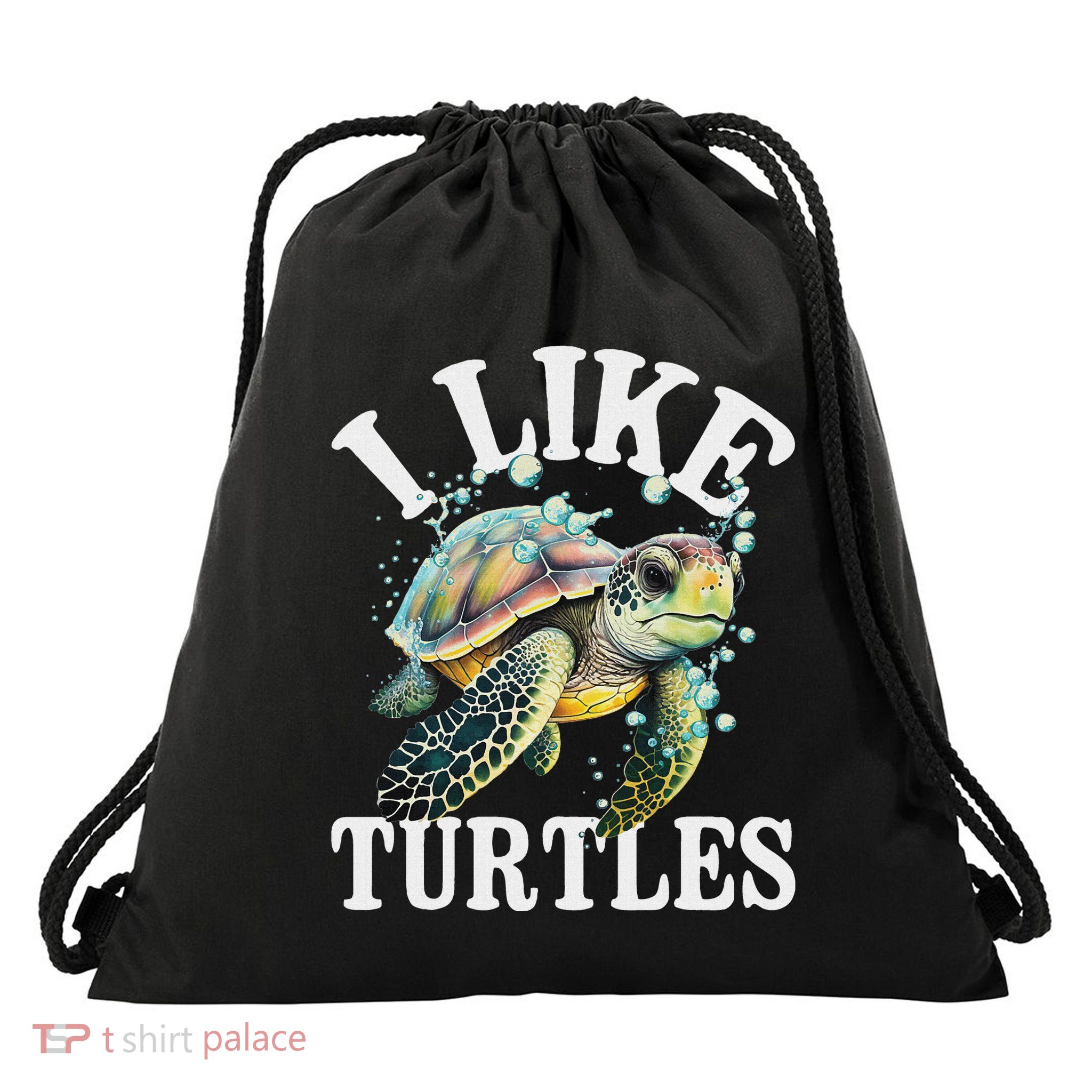 I Like Turtles Sea Animal Reptile Lover Zoologist Zoology Drawstring Bag