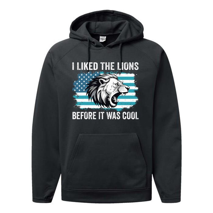 I Liked The Lions Before It Was Cool Lion In America Flag Performance Fleece Hoodie