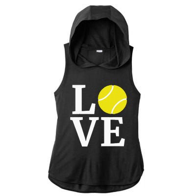 I Love Tennis Ladies PosiCharge Tri-Blend Wicking Draft Hoodie Tank