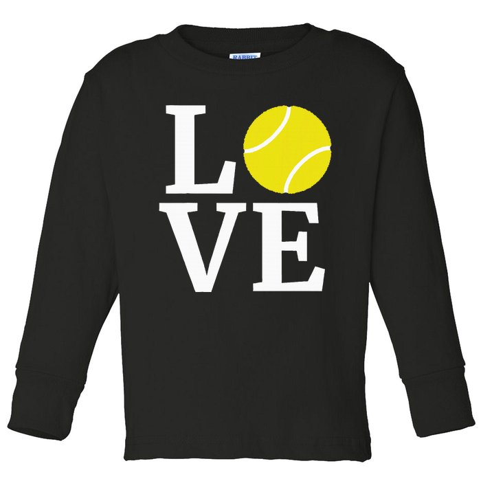 I Love Tennis Toddler Long Sleeve Shirt