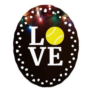 I Love Tennis Ceramic Oval Ornament