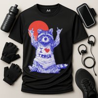 I Love Trash Raccoon Japanese Retro Style Cooling Performance Crew T-Shirt