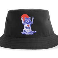 I Love Trash Raccoon Japanese Retro Style Sustainable Bucket Hat