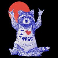 I Love Trash Raccoon Japanese Retro Style 7-Panel Snapback Hat